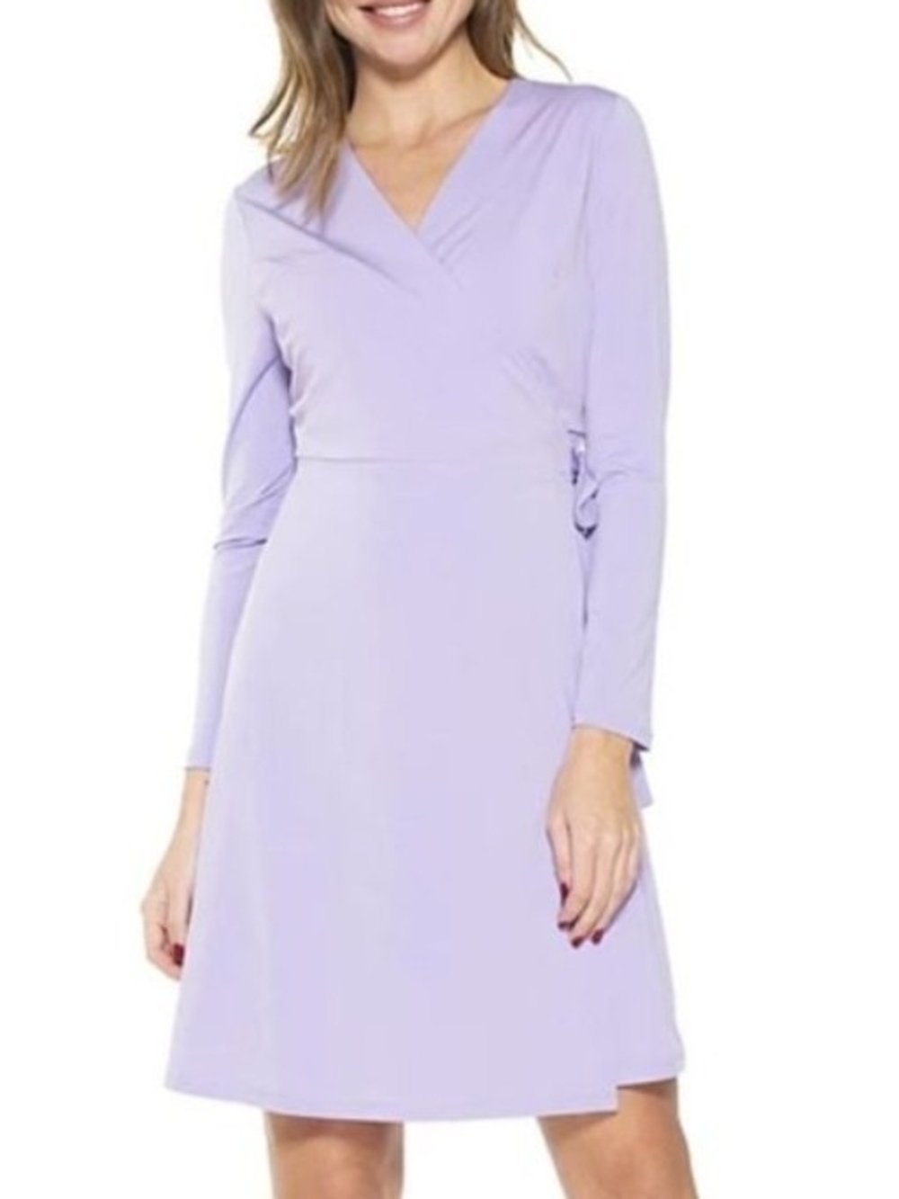 NWT Alexia Admor Lavender Lilac Long Sleeve Wrap Mini Dress Size M